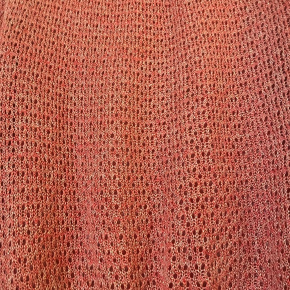 Anthropologie Guinevere Coral Pink Open Knit Hemp Blend Sweater Large - Picture 11 of 15